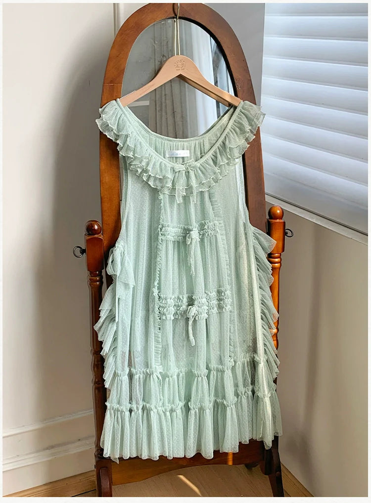 With PUJI - Letters and Poetry - Classic Lolita Tulle Over-Skirt for Summer