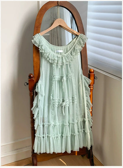 With PUJI - Letters and Poetry - Classic Lolita Tulle Over-Skirt for Summer