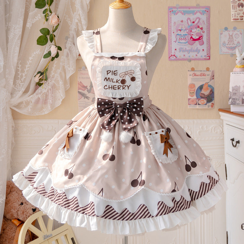 Eieyomi - Pie milk cherry - Sweet Lolita Salopette and Blouse