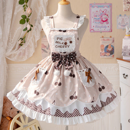 Eieyomi - Pie milk cherry - Sweet Lolita Salopette and Blouse