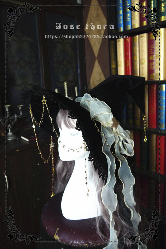 Rose Thorn - Twinkle Veil Lolita Halloween Witch Hat