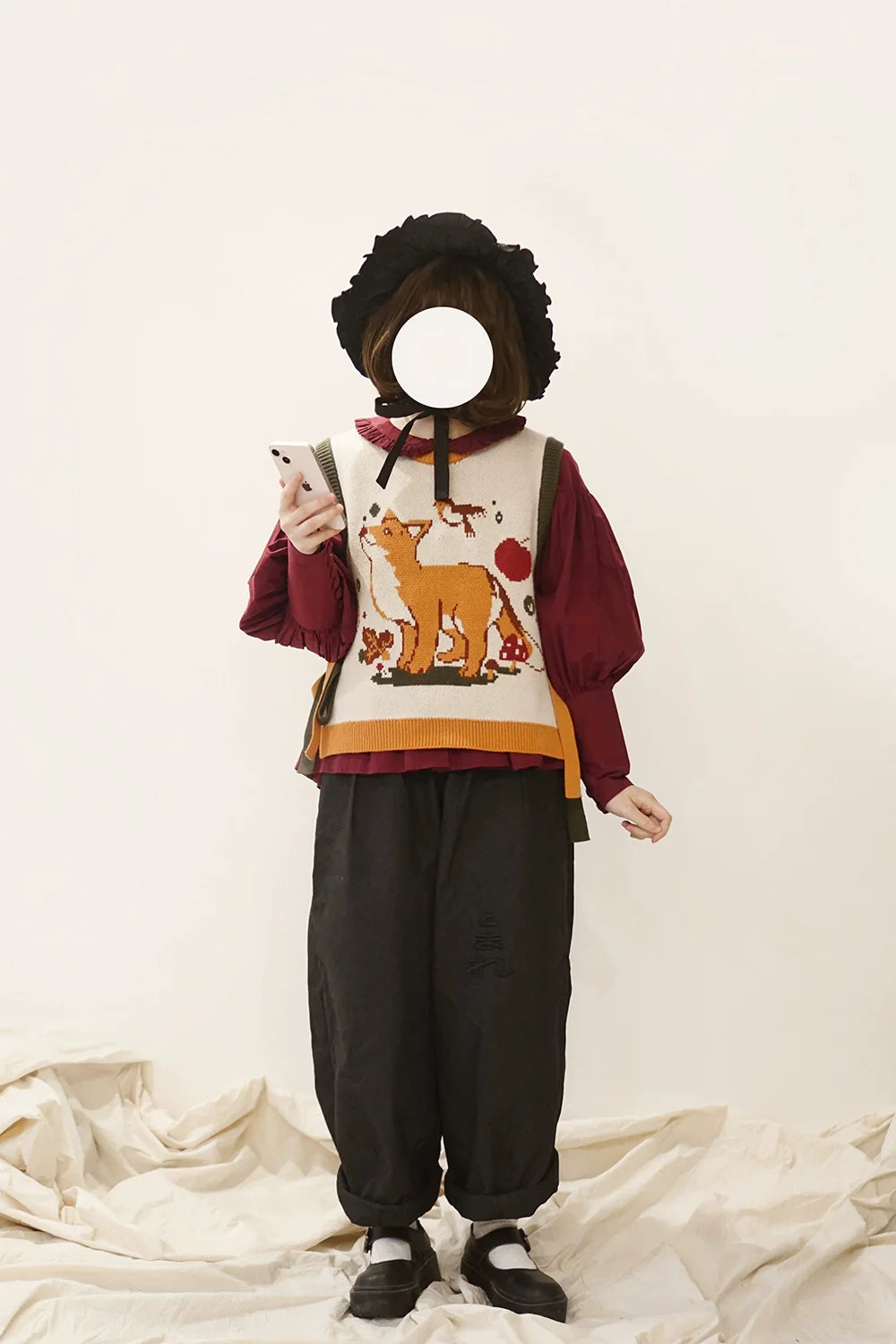 Miss Point - Chubby Fox in the Forest - Kawaii Lolita Vest Customized Lolita Sweater