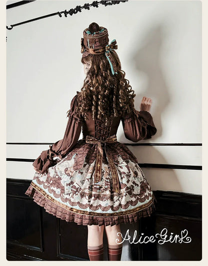 Alice Girl - Bear Chocolate Bar - Kawaii Lolita Blouse, Long Sleeve