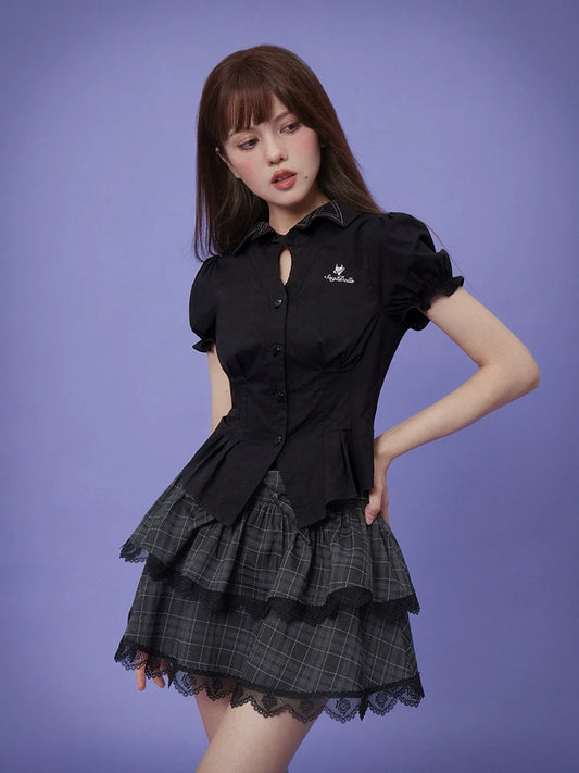 Slim waist short sleeve shirt【s0000008890】