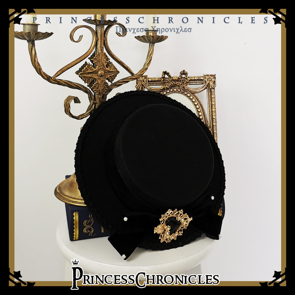 Princess Chronicles - Elegant Lolita Bow Flat Bonnet Handmade