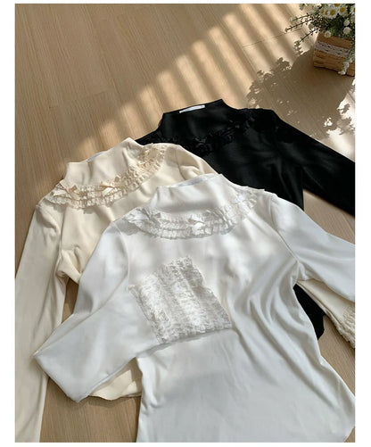 With PUJI - Snowfall - Winter Lolita Sweater Long Sleeve Knitted Innerwear