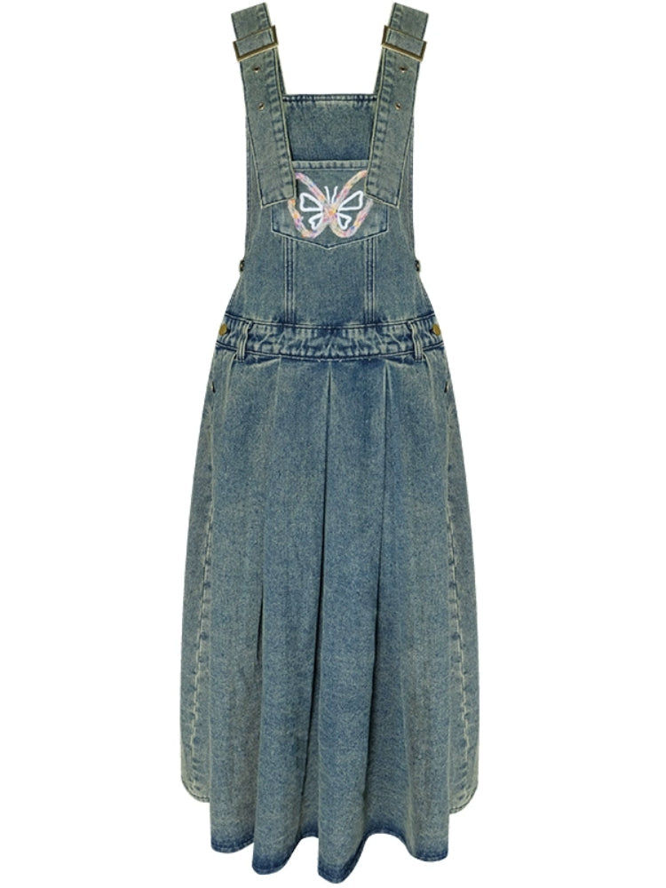 Denim suspender skirt【s0000007531】