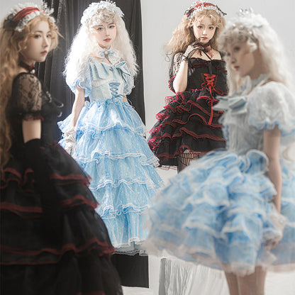 Daydream Whisper - Shisan District - Wedding Lolita OP Suit with Angel Demon Wings