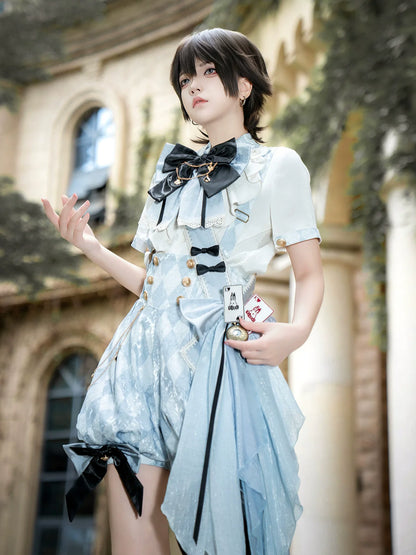 Your Princess - Alice in Time - Checkered Ouji Lolita Suit With Card & Rabbit Accents