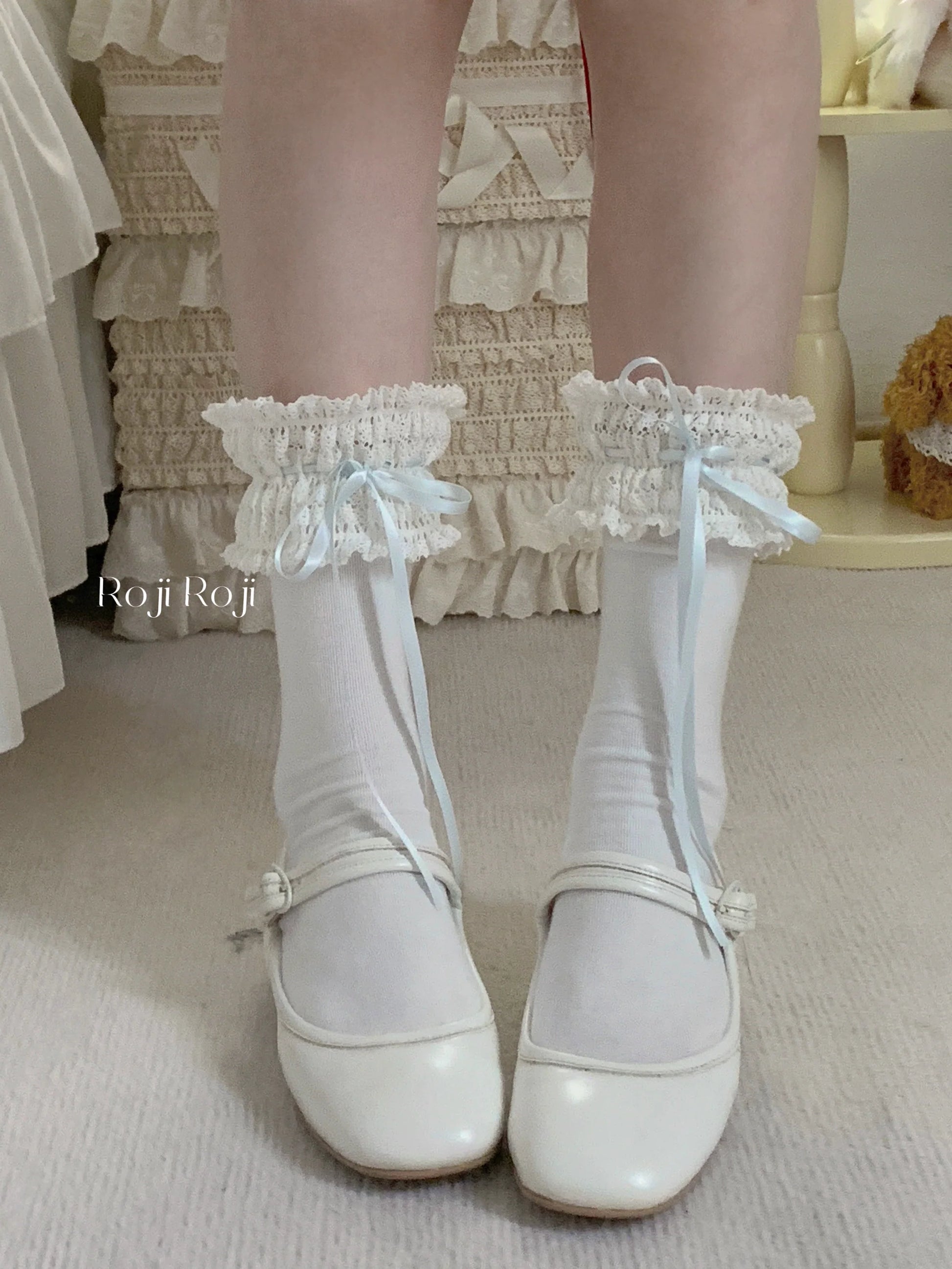 Roji Roji - Gentle Town - Sweet Lolita Cotton Calf Socks, Ankle Socks