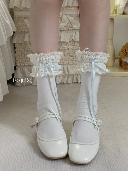 Roji Roji - Gentle Town - Sweet Lolita Cotton Calf Socks, Ankle Socks