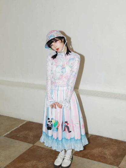 Hand-drawn printed skirt【s0000010071】