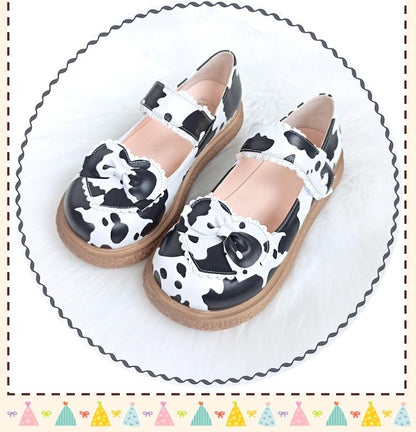 Lixing Luo - Cute Milkmaid Round Toe Multicolor Lolita Shoes
