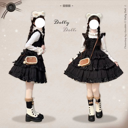 Dolly Doll - Winter Lolita Boots Fur Mary Jane Lolita Low Heel Shoes