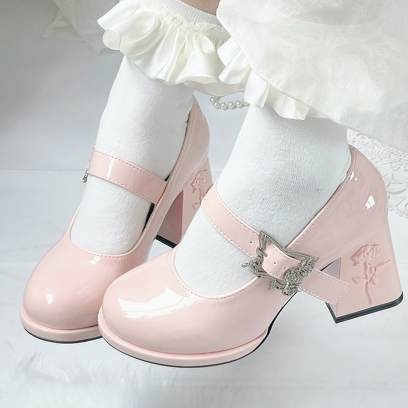 Dreamland - Wanxiang Cycle - Elegant Lolita Heel Shoes with Embossed Rose