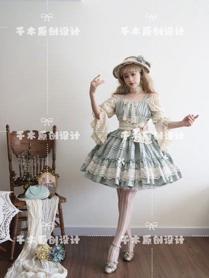 Qianmu - Vivian - Sweet Lolita JSK Doll Lolita Tiered Ruffles Dress