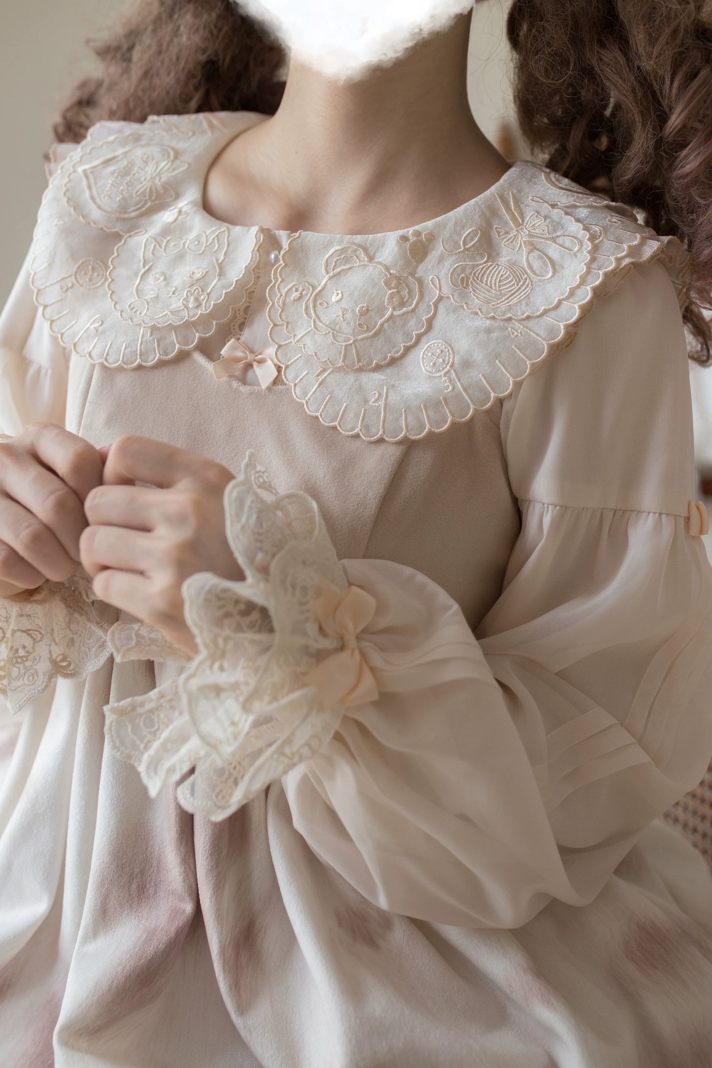 Flower Banquet - Sweet Lolita Blouse Embroidered Shirt with Long Sleeve