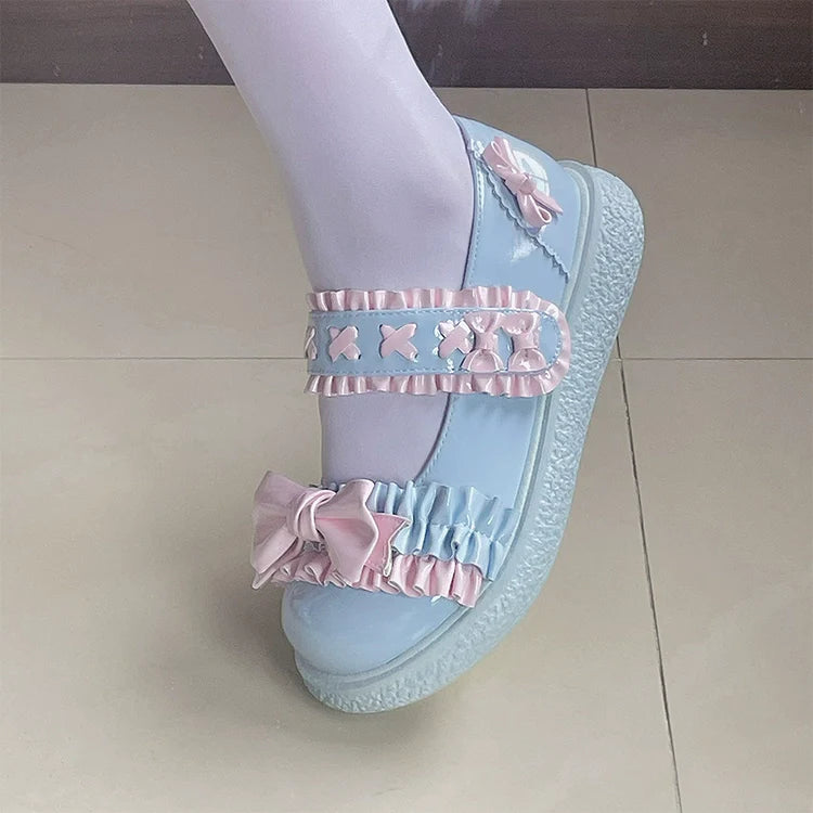 Fairy Godmother - Cute Lolita Shoes Bow Candy-Colored Lolita Flat Shoes