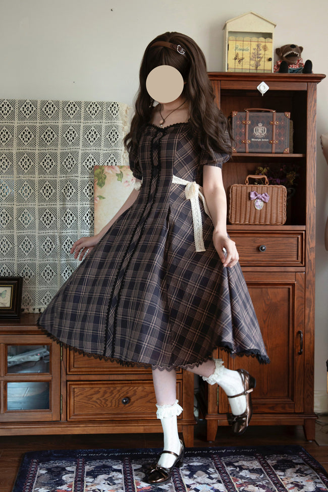 Forest Song - Josephine Academy - Elegant Lolita Black Plaid OP