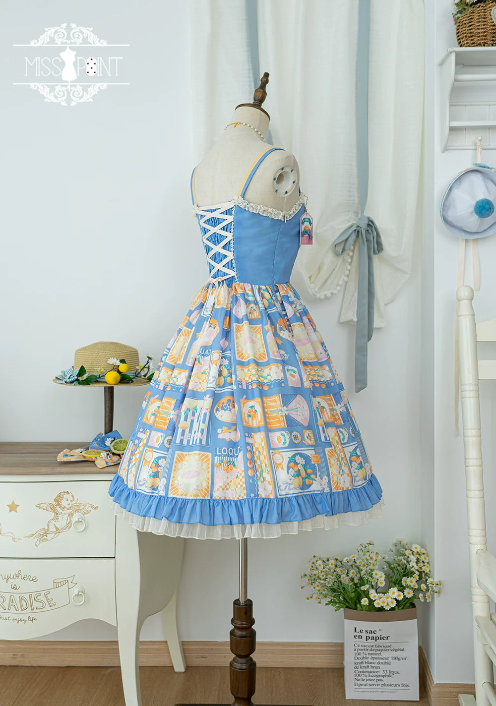 Miss Point - Daisy Lemon - Daily Lolita Lemon Print JSK Customized
