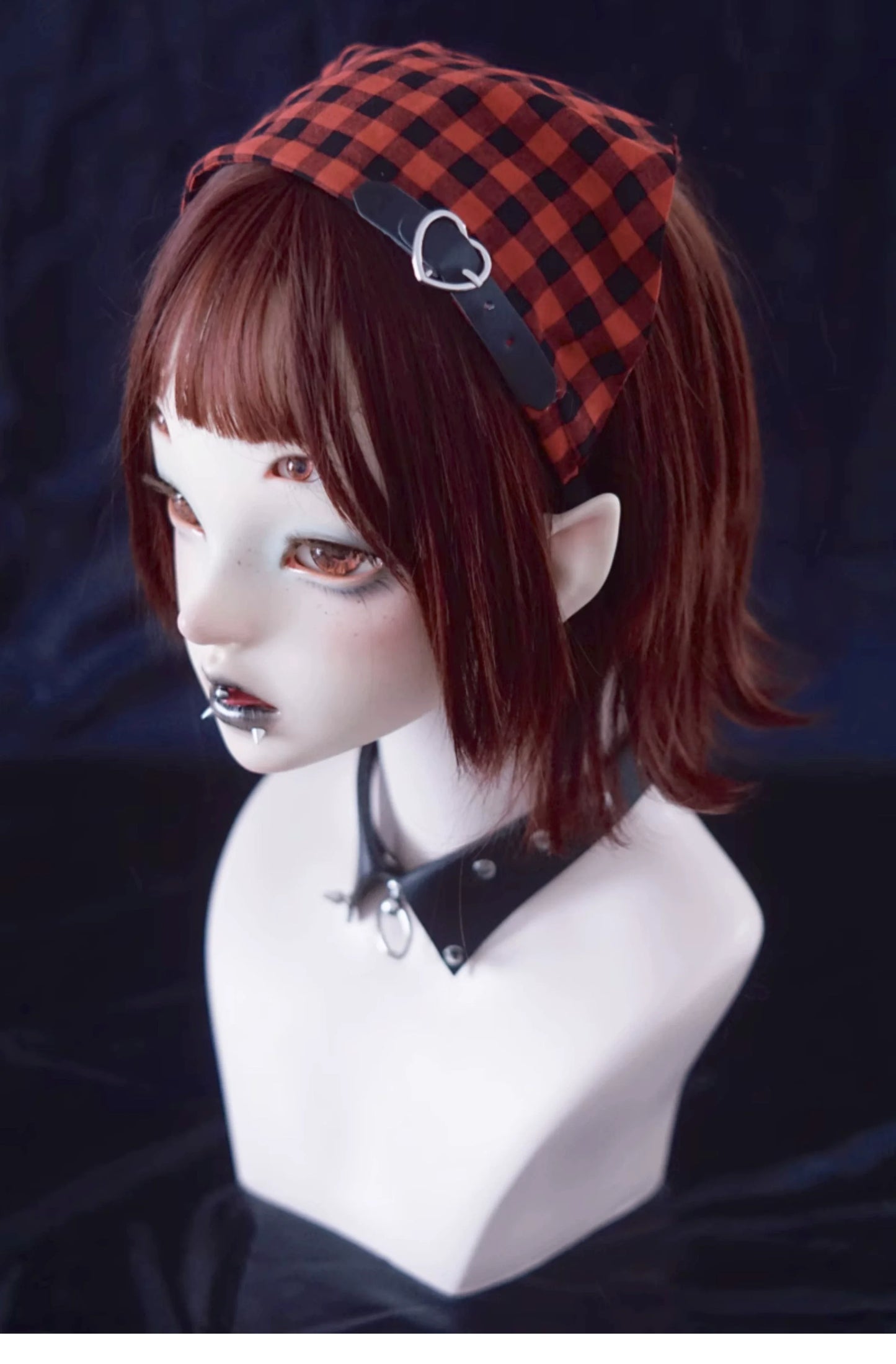 Strange Sugar - Gothic Lolita Black-red Plaid Hairband