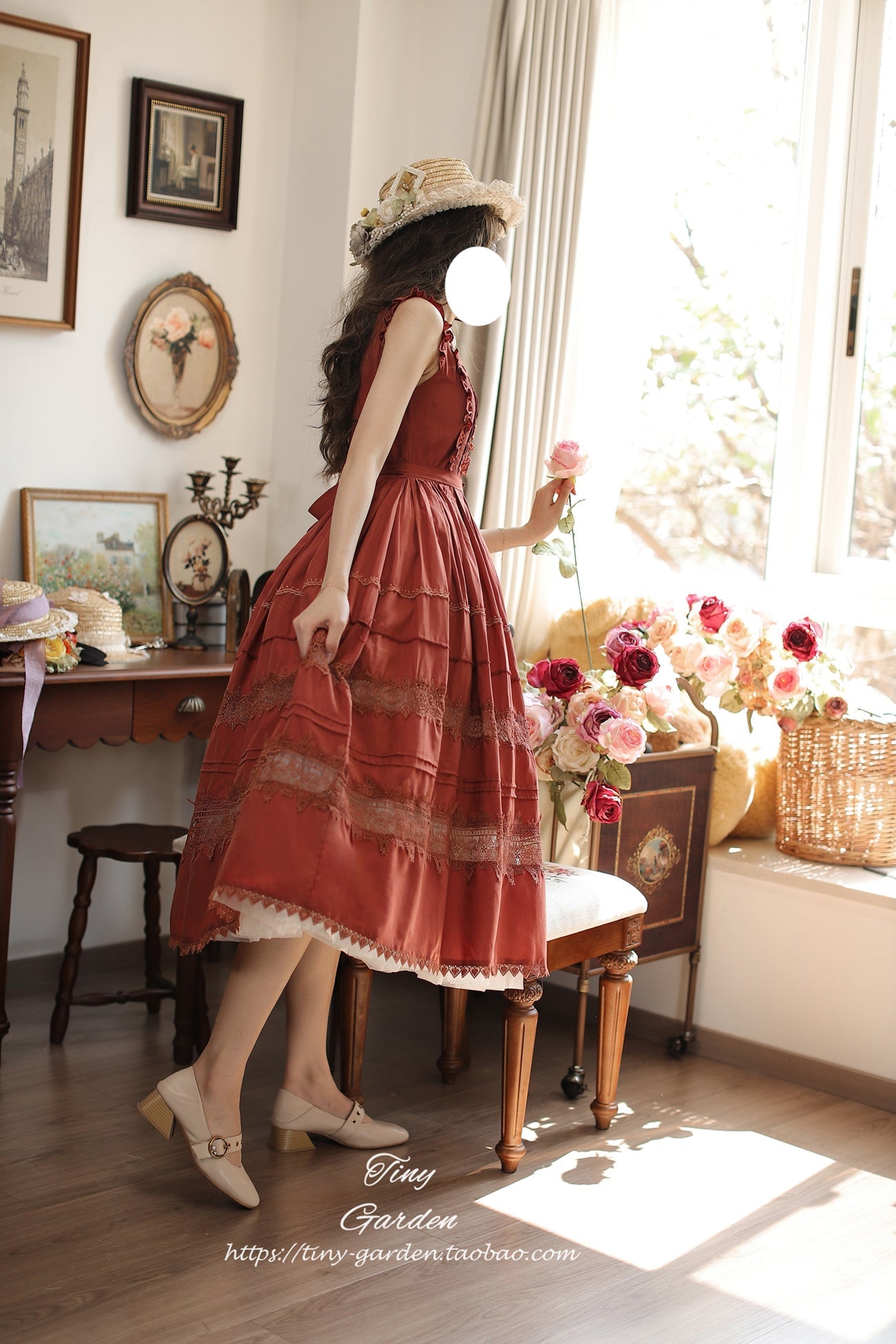 Tiny Garden - Spring Whisper - Solid Color Classic Lolita JSK Dress with Tulle Apron