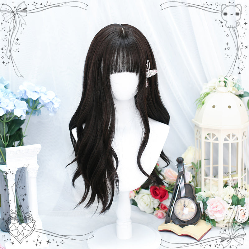 Dalao Home - Daily Long Curly Wavy Black Tea Lolita Wig
