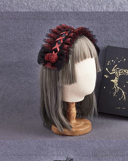 Sugar Time - Gothic Lolita Burgundy Hair Accessory