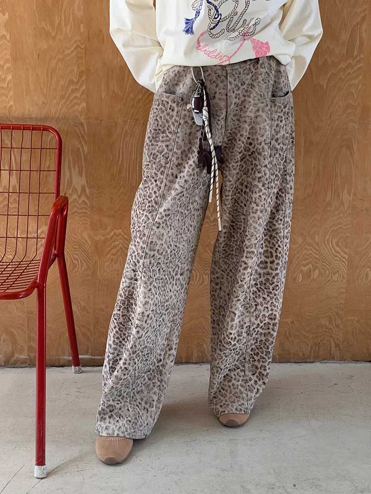 Leopard print straight wide leg pants【s0000009828】