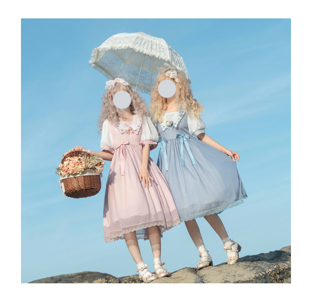 EESSILY - Afternoon Courtryard - Kawaii Lolita Summer Embroidery OP
