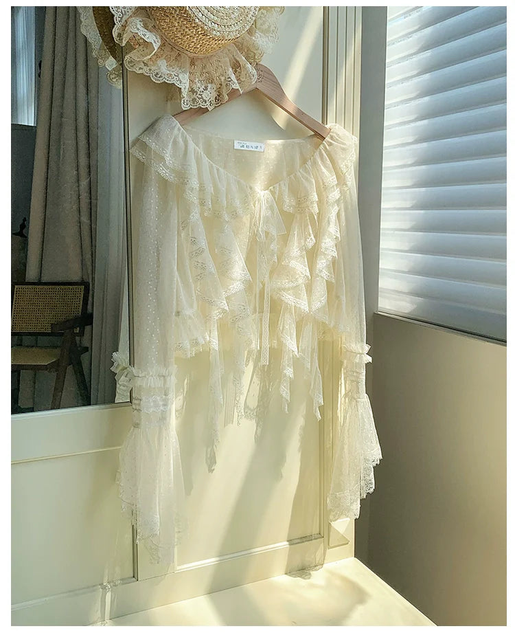 With PUJI - Letters and Poetry - Summer Classic Lolita Tulle Lace Bolero with Multi-Color