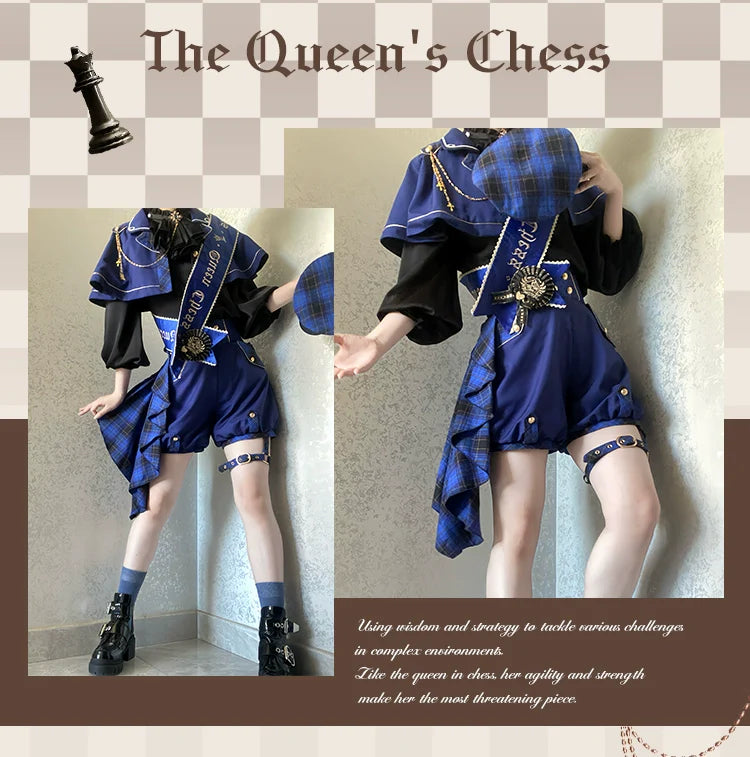 Forest Fluorescent Carps - Queen's Chess - Ouji Lolita Cape Shirt & Shorts Set