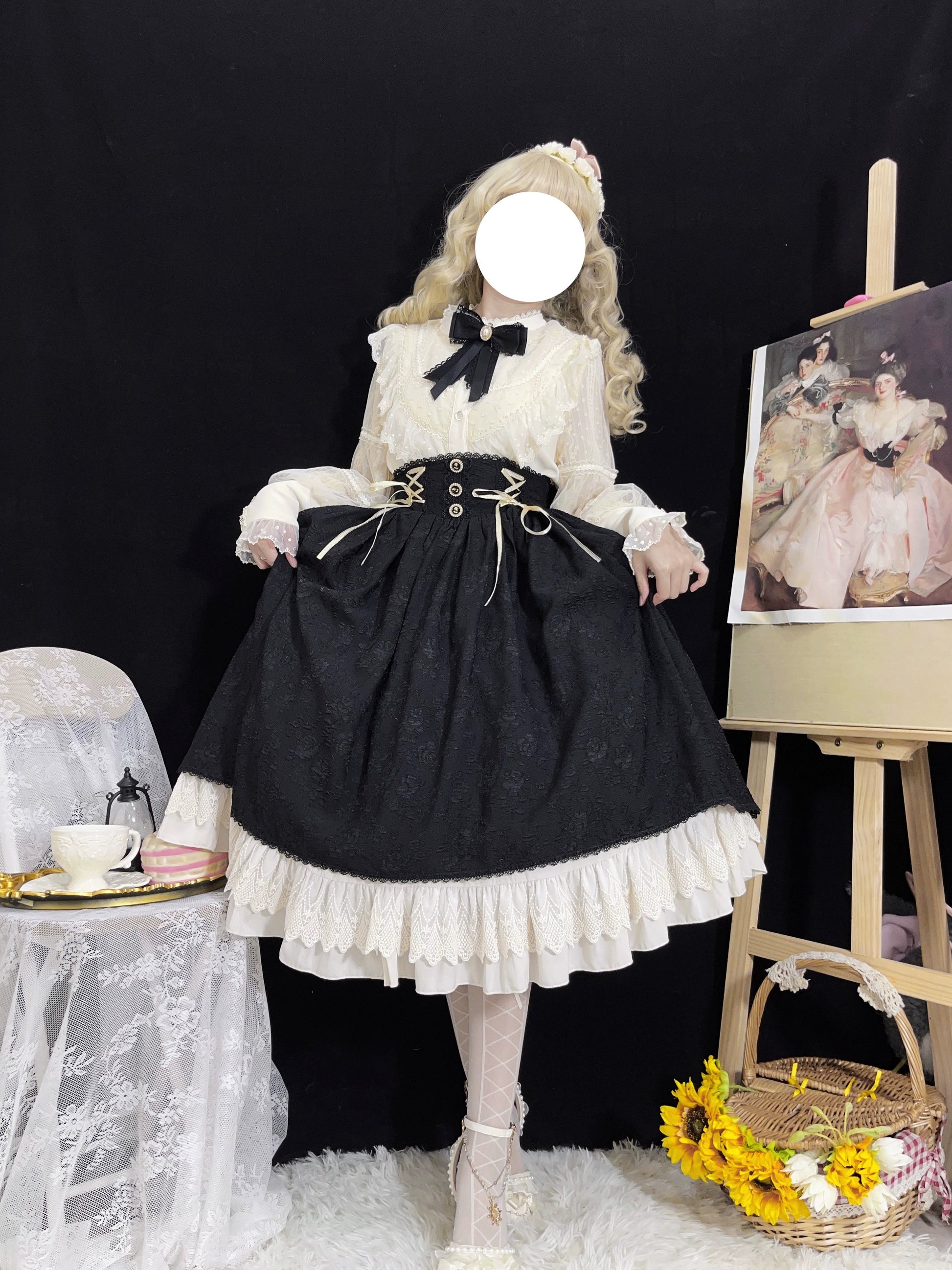 DMFS Lolita - The Heart of the Rose - Elegant Retro Lolita Skirt High Waist SK Blouse