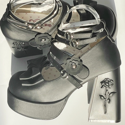 Dreamland - Whispers of the Rose - Daily Lolita Platform Heels Shoes with Relief Rose