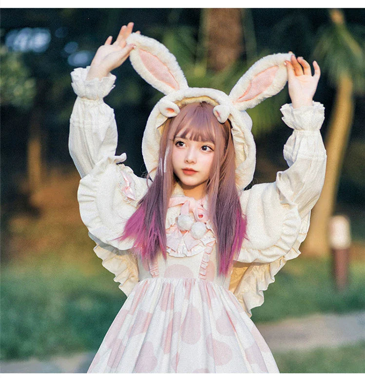 Teddy Bear - Sheer Lolita Cardigan Long Sleeve Lolita Cape Rabbit Ear