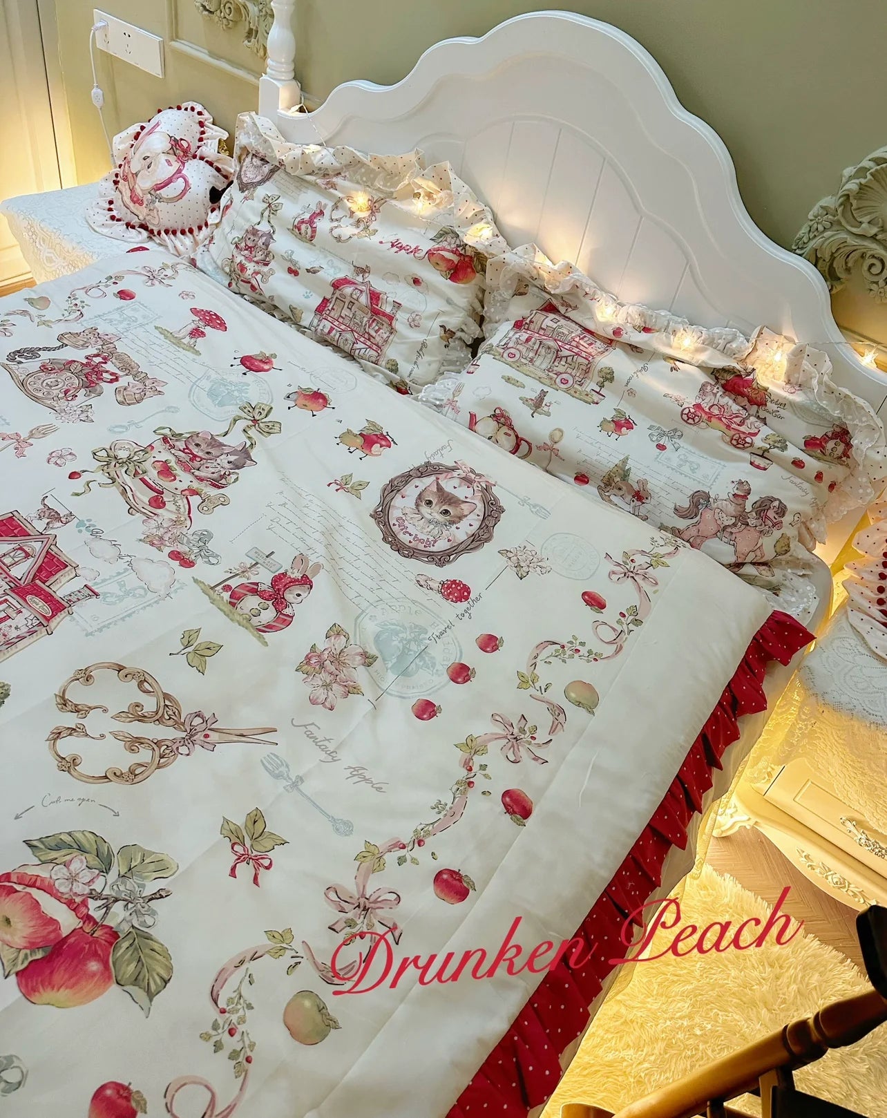 Drunke - Small Apple - Sweet Retro Print Lolita 4-Piece/3-Piece Bedding Set