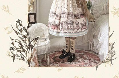 Magic Tea Party - Box Theatre - Classical Lolita Beige Rabbit Print JSK