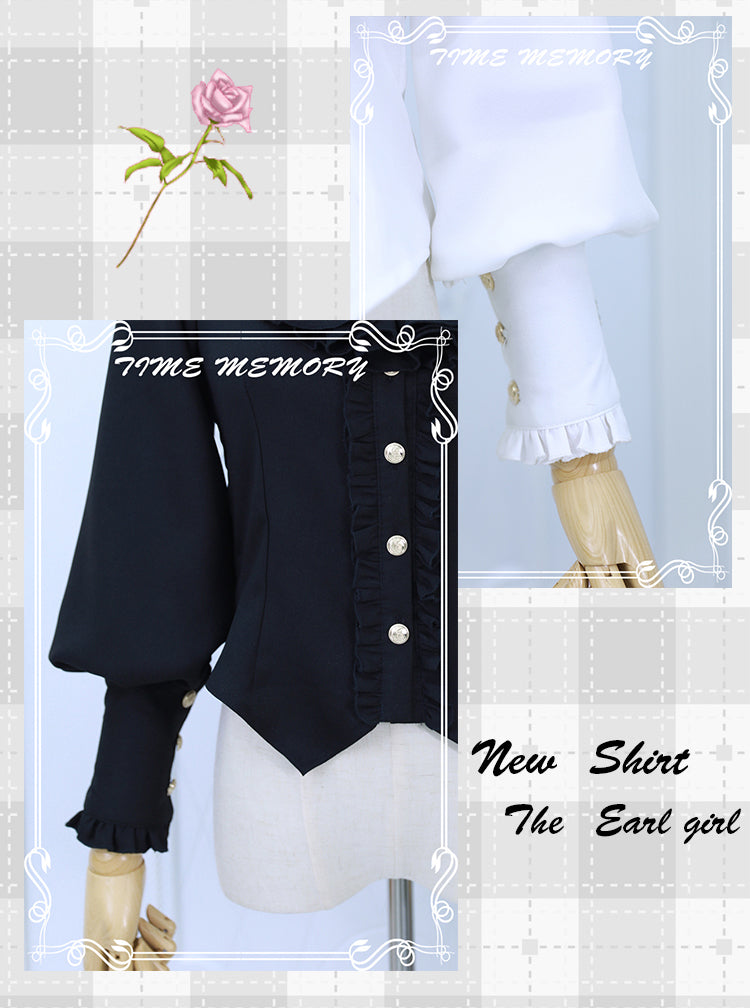 Time Memory - Elegant Lolita Slim Fit Mutton Sleeve Blouse