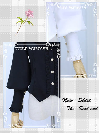 Time Memory - Elegant Lolita Slim Fit Mutton Sleeve Blouse