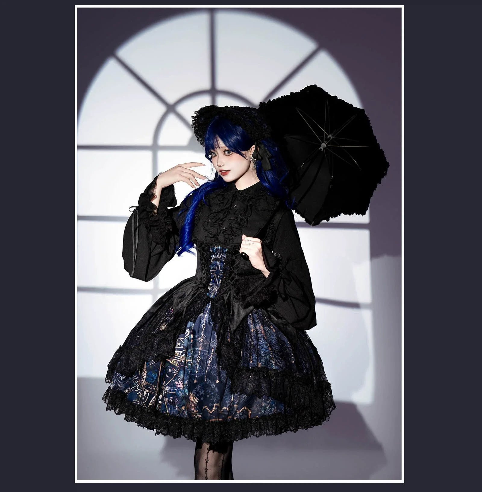 SUSIN - Night Traveler - Classic and Elegant Gothic Dress with Colorful Window Prints