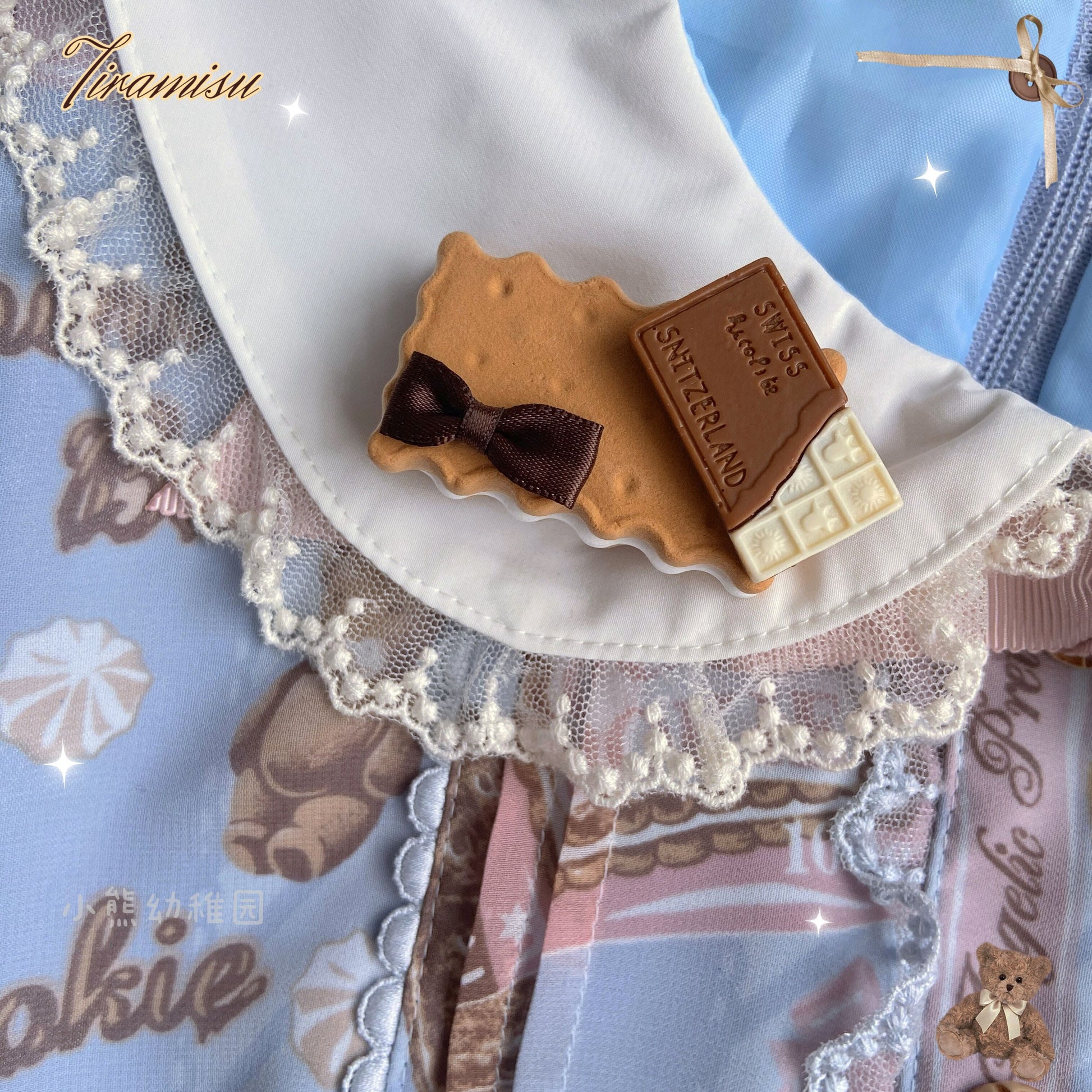 Bear Doll - Sweet Cookie Charm Set - Kawaii Lolita Necklace and Hairclip