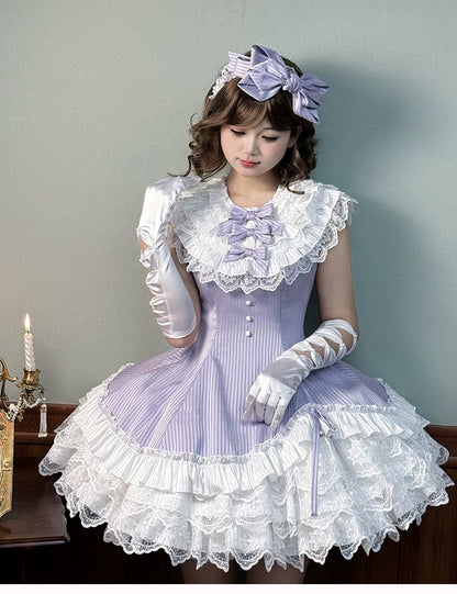 Alice Girl - Arrogant Miss - Sweet Lolita Jumper Dress with Tiered Lace Dress