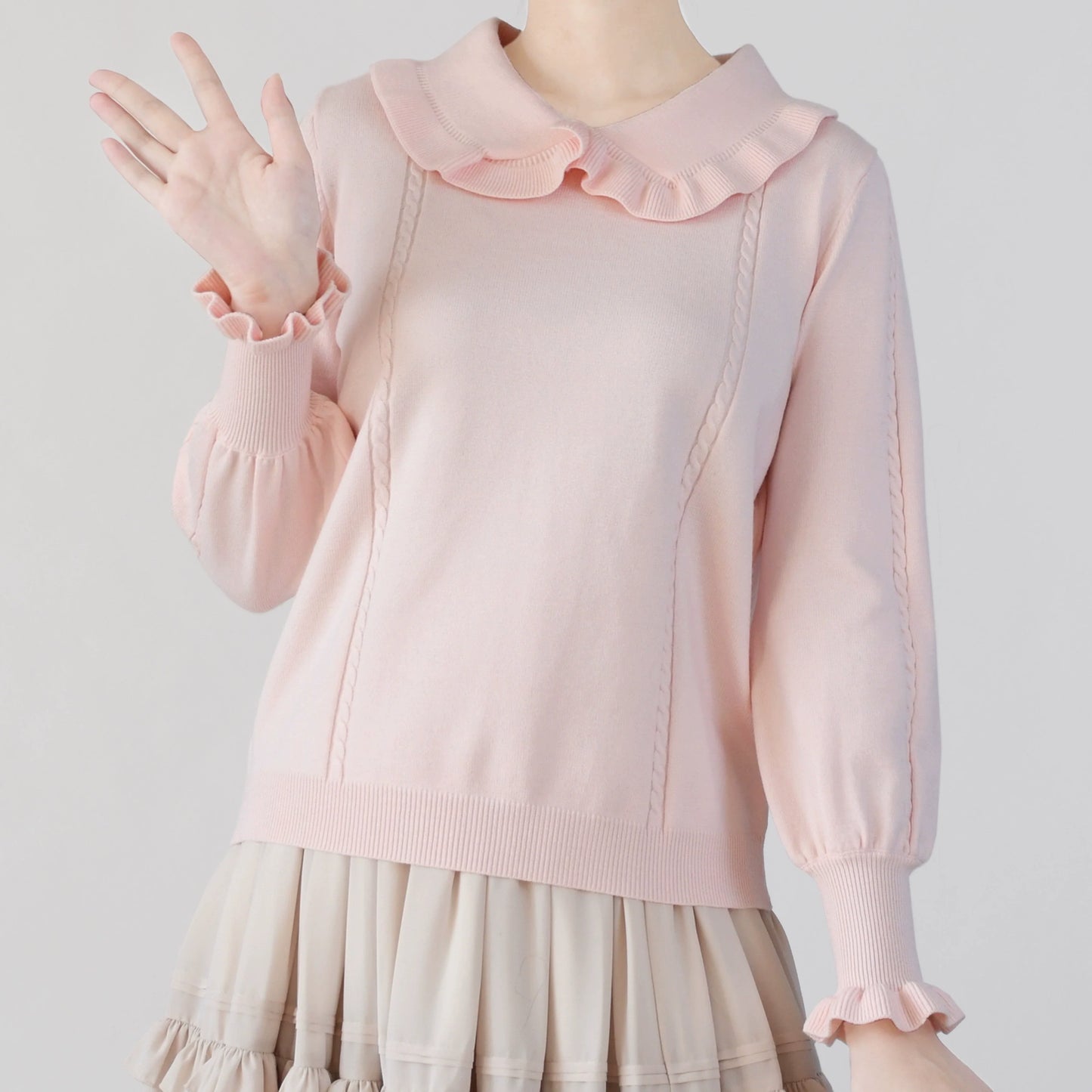 MIST - Japanese Style Lolita Sweater Puff Sleeves Knit Undershirt