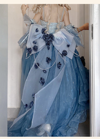 Meowing and Fruity - Swan Wonderland - Fairy Lolita JSK with High-Low Hem