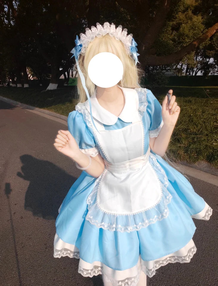 Daydream Whisper - Dream Doll - Plus Size Maid Lolita OP Suit Black and Blue Dress