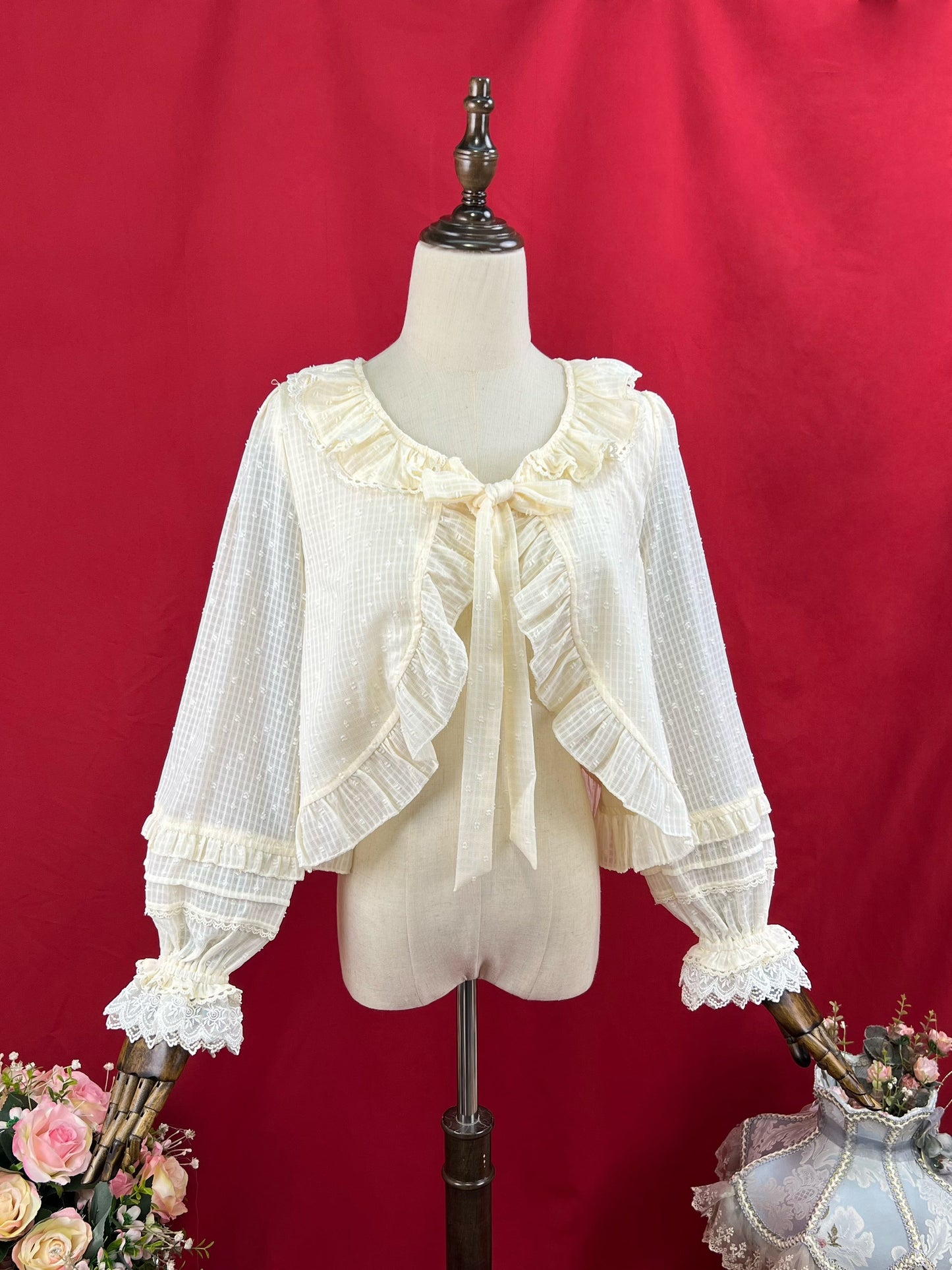DMFS Lolita - Sweet Lolita Light Cardigan White Apricot Summer Cover-Up
