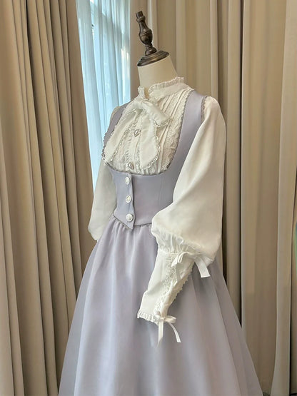 Sweet Wood - Daily Lolita Skirt Set Long sleeve Coat Dress Set