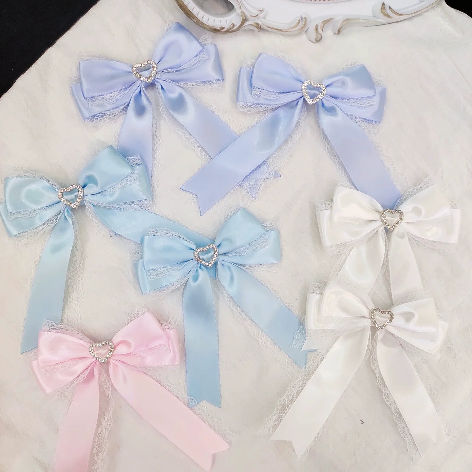 Rabbit Lolita - Kawaii Lolita Hair Clips Heart Diamond Bow Hair Accessories