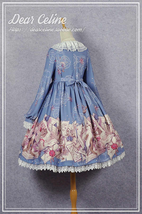 Dear Celine - Cat Professor's Magic Class - Daily Lolita OP Dress Long Sleeve Dress