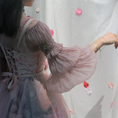 Balladeer - Classic Lolita Shirt Puff Sleeves Open Shoulder Blouse